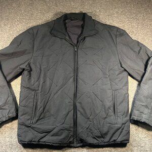DKNY Mens Bomber Jacket L Full Zip Black Quilted Lined Lightweight Coat VINTAGE